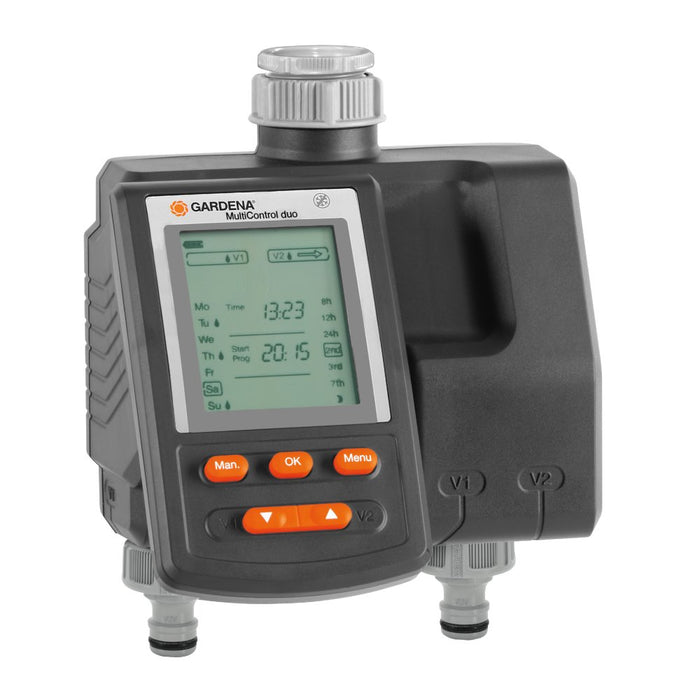 MultiControl Duo, Automatic Water Timer for Multiple Areas, 2 Outlets, 3 Watering Cycles