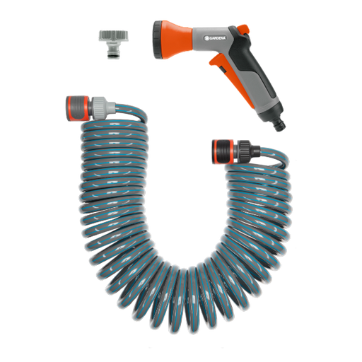 Spiral Hose Set 10 m, Easy Coil Watering Solution for Balconies & Patios
