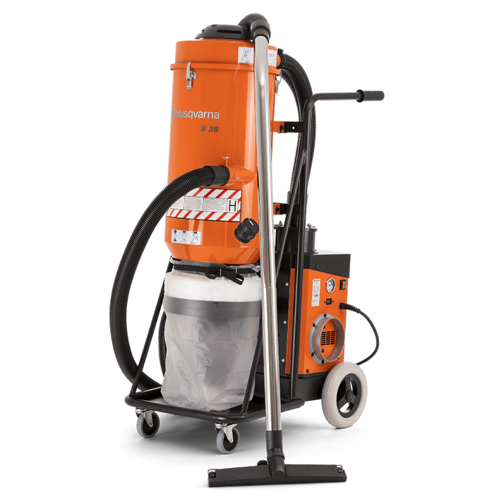 S 36 Powerful HEPA Dust Extractor, HEPA Filter, 4.8 hp, 120 V, 285 cfm Air Flow, 63 kg