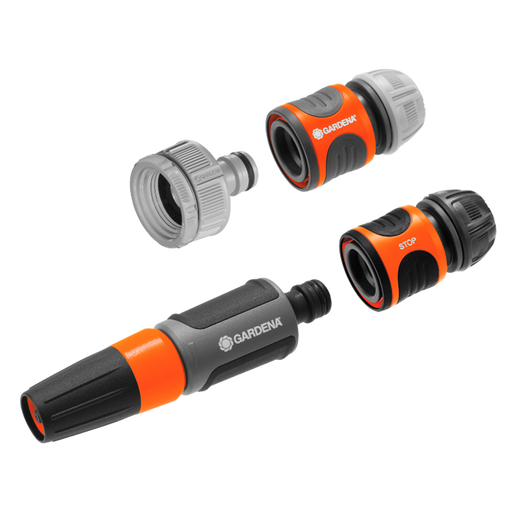 Basic Watering Promotion Set, Universal Nozzle and Connector Kit, 13 mm (1/2") and 15 mm (5/8") Hose