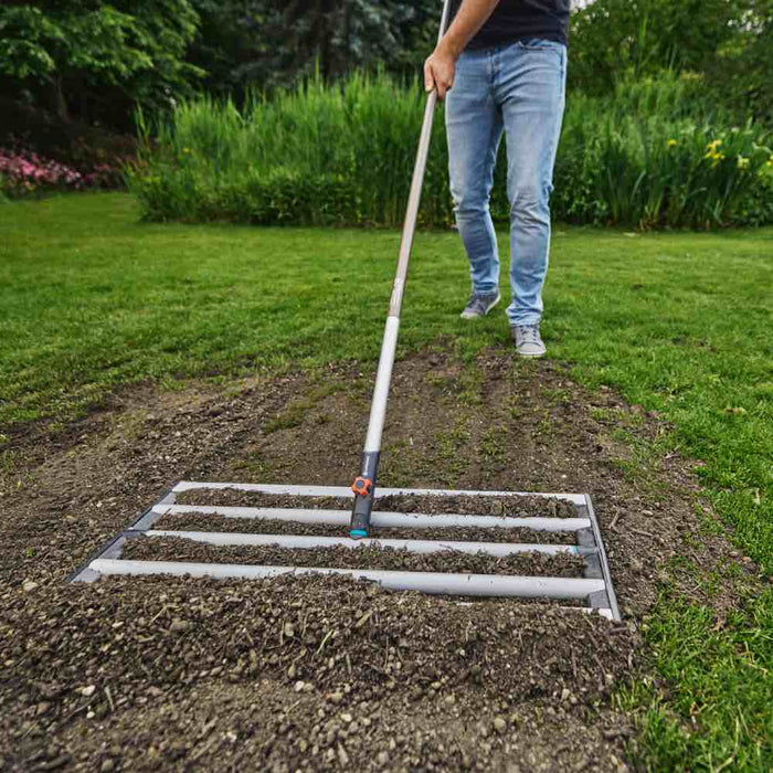 Leveling Rake for Soil or Sand Distribution, 76 cm Working Width, Rounded Panel Design