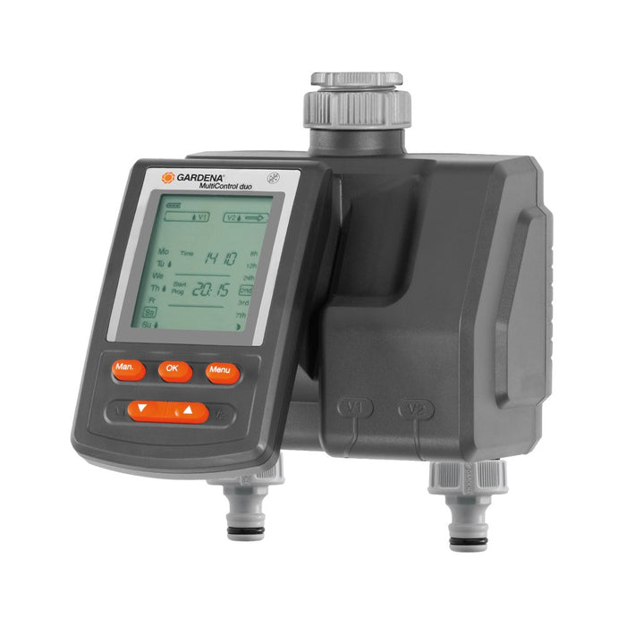 MultiControl Duo, Automatic Water Timer for Multiple Areas, 2 Outlets, 3 Watering Cycles