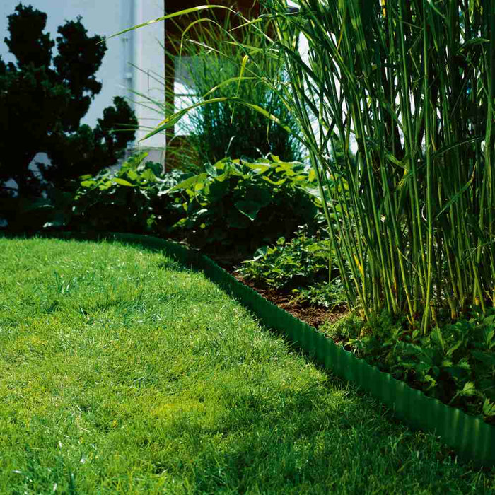 Durable Plastic Lawn Edging, 9 m Length, 15 cm Height, Green-2