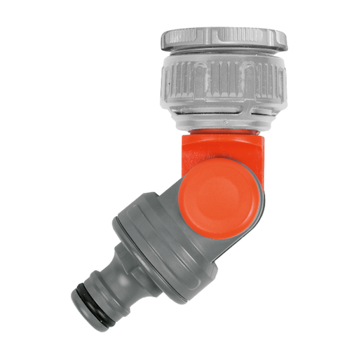 Angled Tap Connector with Multi-Thread Adapters: 21 mm (G 1/2"), 23 mm (G 5/8"), 26.5 mm (G 3/4"), 33.3 mm (G 1”)