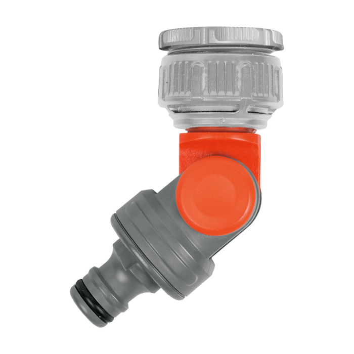 Angled Tap Connector with Multi-Thread Adapters: 21 mm (G 1/2"), 23 mm (G 5/8"), 26.5 mm (G 3/4"), 33.3 mm (G 1”)