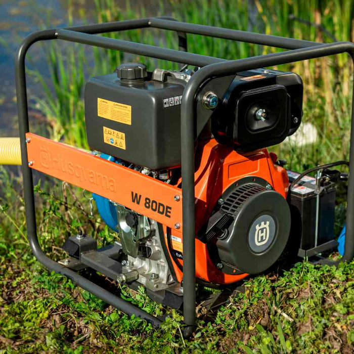 W 80DE Diesel Water Pump, 3" or 80 mm, 45,000 l/h, 28 m Lift, 8 m Suction, Electric Key Starter, For Draining and Irrigation