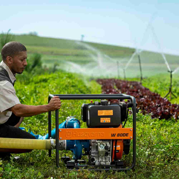 W 80DE Diesel Water Pump, 3" or 80 mm, 45,000 l/h, 28 m Lift, 8 m Suction, Electric Key Starter, For Draining and Irrigation