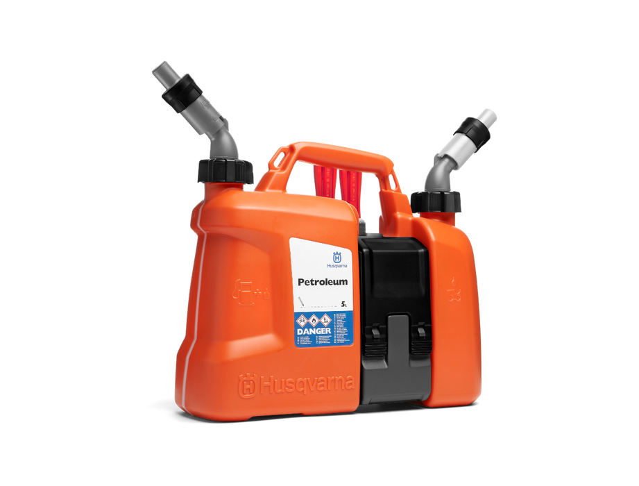 Combi Can 5L with Integrated Toolbox for Efficient Refueling, Petrol and Oil Reservoirs