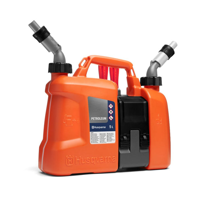 Combi Can 5L with Integrated Toolbox for Efficient Refueling, Petrol and Oil Reservoirs