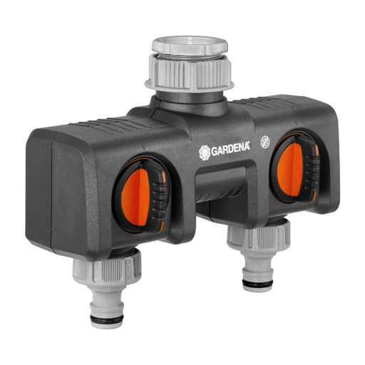 Two Channel Twin-Tap Connector for Multiple Watering Accessories, Irrigation Zoning