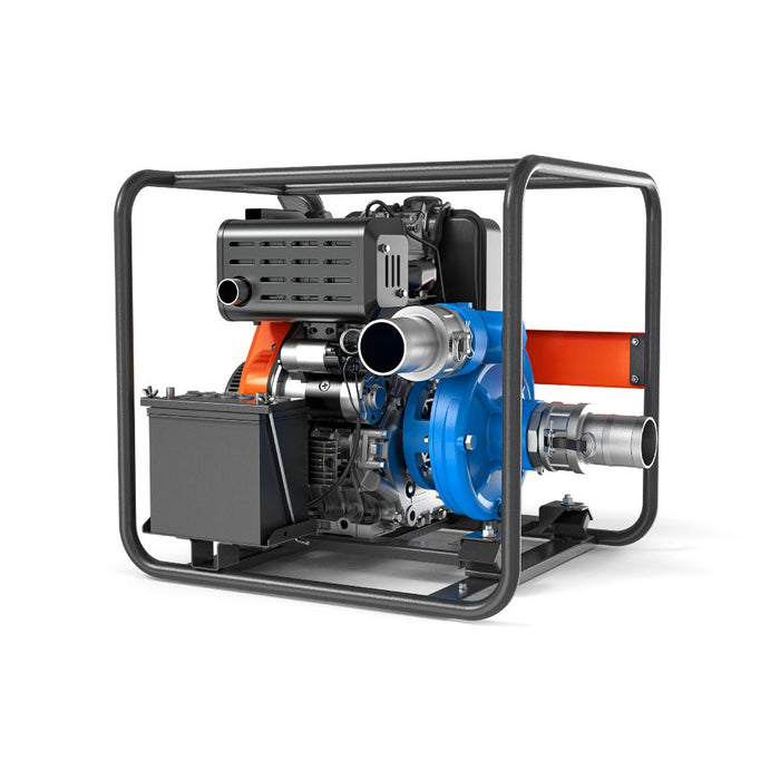 W 80DE Diesel Water Pump, 3" or 80 mm, 45,000 l/h, 28 m Lift, 8 m Suction, Electric Key Starter, For Draining and Irrigation